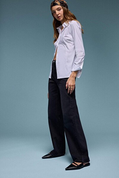 DeFacto Rovný široký vysoký pas dlouhé džíny vyprané kalhoty E3181Ax25Sp