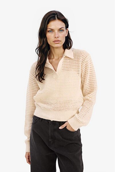 DeFacto Relax Fit Polo Neck Basic Plain Openwork Knitwear Sweater E7025Ax25Sm