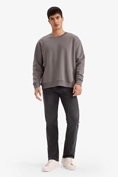DeFacto Oversize Wide Fit Crew Neck Thick Basic απλό φούτερ T5139az24au