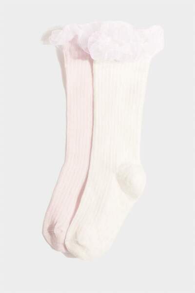 DeFacto Baby-Mädchen-Kniestrümpfe aus Baumwolle mit rutschfester Sohle, 2er-Pack, F6724A5NS