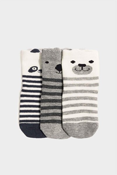 DeFacto Момчешки дълги памучни чорапи с неплъзгаща се подметка, 3 чифта F6707A5NS