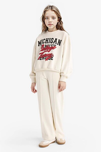 DeFacto 2-teiliges Set für Mädchen, bedrucktes Sweatshirt, Jogginghose, F2564A825AU