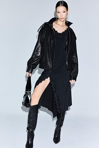 DeFacto Afra x Coool Асиметрична сукня з V-подібним вирізом, шнурівкою та напівпрозорими бретелями F9608AX25AU