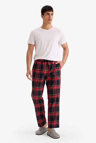 DeFacto Μακρύ μήκος πιτζάμες με κανονική εφαρμογή καρό τσέπη C6126AX24WN