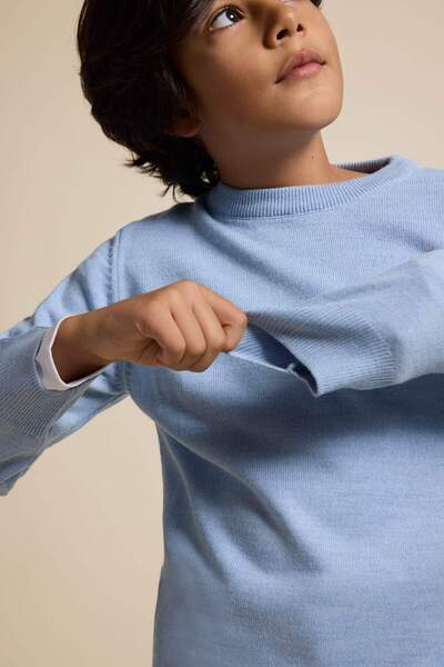 DeFacto Tricotaj cu gât rotund Pulover albastru pentru băiat A4992A8/BE475