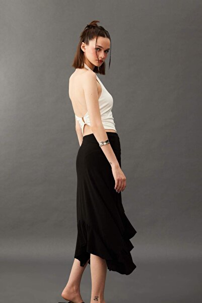 DeFacto Elastic Waist Asymmetrical Midi Skirt G0386Ax25Sm