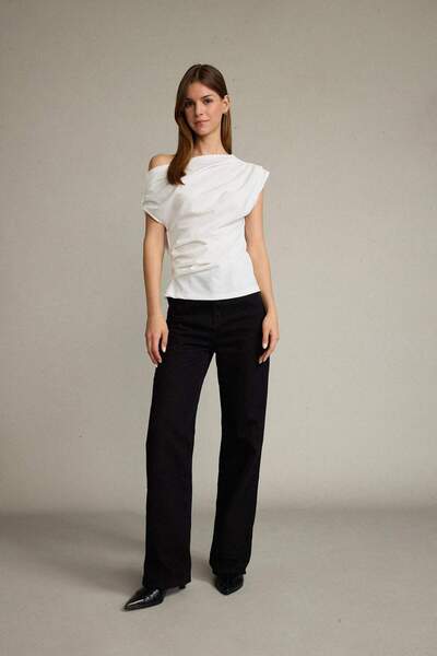 DeFacto Fitted Basic Plain One Shoulder Blouse F8993Ax25Sm