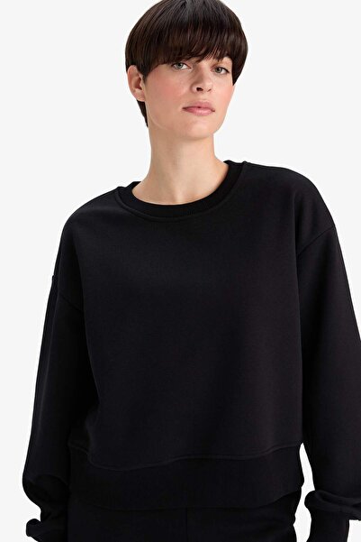 DeFacto Boxy Fit Crew Neck Thick Basic Plain Sweatshirt B8568Ax24Wn