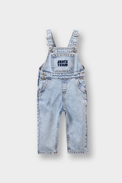 DeFacto Salopetă din blugi imprimată cu autocolant pentru bebeluși F3781A525AU