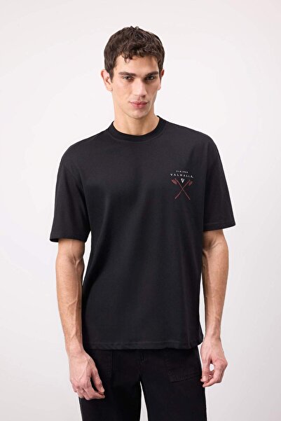 DeFacto Άνετο μπλουζάκι ποδηλασίας Vikings Valhalla Boxy Fit κοντά μανίκια