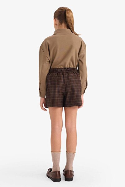 DeFacto Girl's Pleated Checkered Suede Shorts Skirt G3767A825Wn