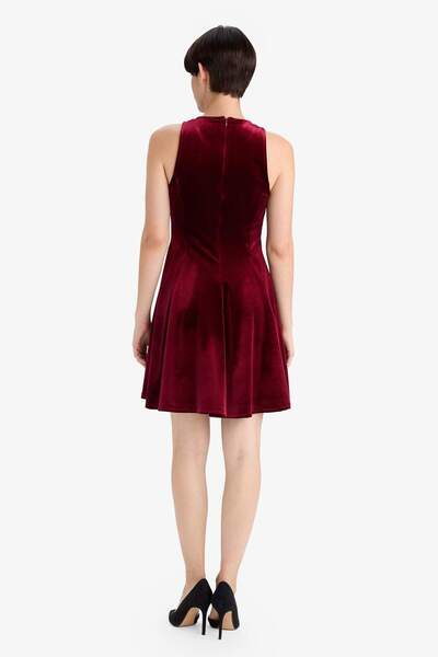 DeFacto Μίνι φόρεμα με βελούδινο αμάνικο λαιμόκοψη G4358AX25AU