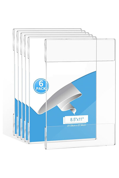 Slasa Acrylic Sign Holder (8.5x11 inch) 6 pcs Wall-Mounted Clear Display Frames