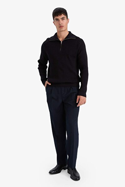 DeFacto Standard-Fit-Strickpullover mit Stehkragen und Reißverschluss D4209AX24WN