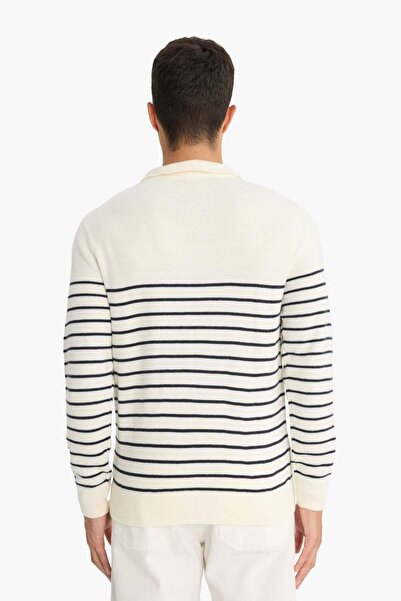 DeFacto Standard Fit Half Zipper Striped Knitwear Sweater F1522Ax25Au