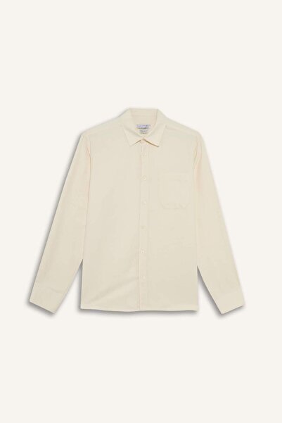 DeFacto Langärmliges Baumwollhemd mit normaler Passform und Polokragen D6100AX25SP