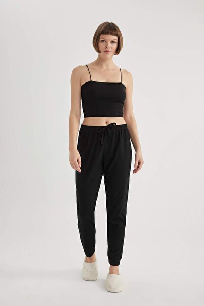 DeFacto Fall in Love Thin Strap Crop Cotton Black Underwear Y2249Az24Sp