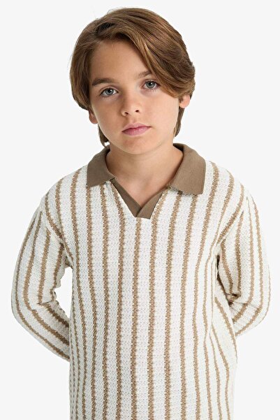 DeFacto Φούτερ με ριγέ γιακά πόλο για αγόρια G2664A825AU