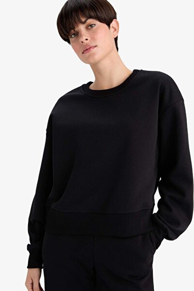 DeFacto Boxy Fit Crew Neck Thick Basic Plain Sweatshirt B8568Ax24Wn