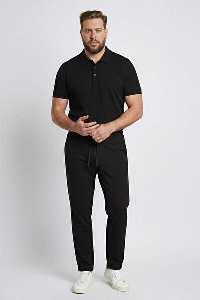 DeFacto Slim Fit, wąski krój, polo z krótkim rękawem, bawełniana mieszanka modalna, prosta czarna koszulka M6609AZ24SP