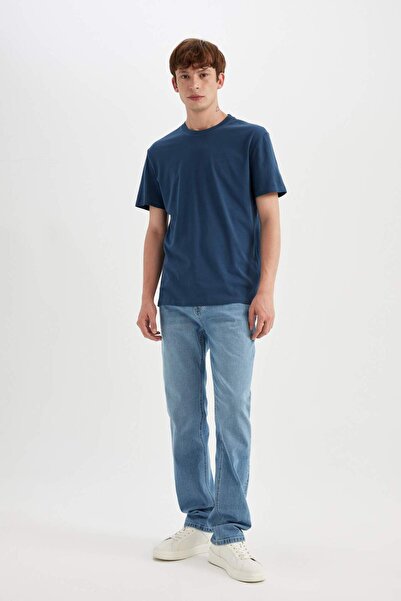 DeFacto Νέο κοντομάνικο μπλουζάκι με κανονική εφαρμογή με λαιμόκοψη V7699az24sp