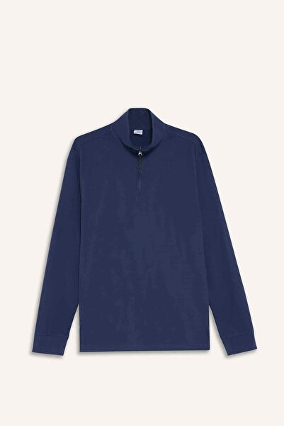 DeFacto Defactofit Standard Fit Stand Collar Half Zipper Fleece Athlete Sweatshirt F2302Ax25Wn