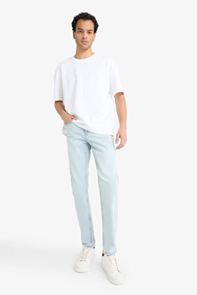 DeFacto بنطال جينز ضيق مدبب بقصة ضيقة وخصر عادي وساق قابلة للانكماش F2324AX25SP