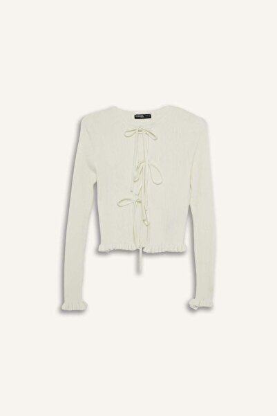 DeFacto Coool Slim Fit Ζακέτα με λαιμόκοψη με δέσιμο μπροστά G3409AX25WN