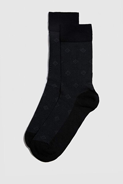 DeFacto Men's Seamless 2-Piece Mercerized Cotton Premium Long Socks E7861Axns