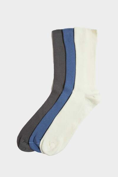 DeFacto Men's Seamless Comfortable Elastic 3-Piece Combed Cotton Premium Long Socks E7869Axns