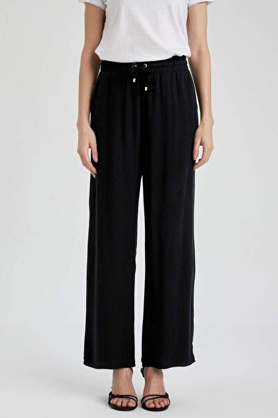 DeFacto Florida Florida High Waist Wide Leg Viscose Trousers with Pockets J8738az23sm