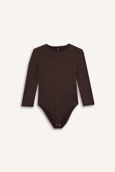 DeFacto Crew Neck Long Sleeve Snap Fastener Bodysuit D6915Ax25Au