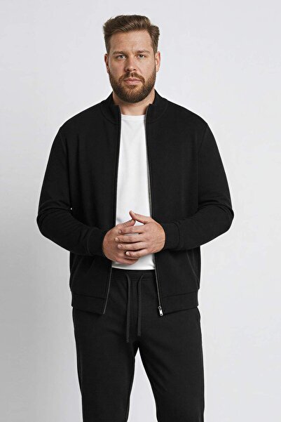 DeFacto Černá Standard Fit Regular Cut Stojánek Límec na zip Pletený Cardigan C8158Ax24Au