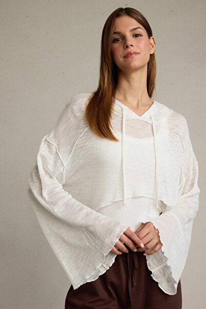 DeFacto Crop-Cardigan aus Baumwolle mit Kapuze und langen Ärmeln G1589AX25SM