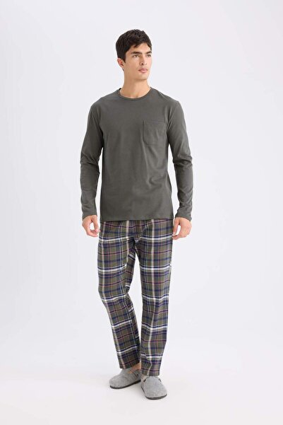 DeFacto Σετ πιτζάμες με μακρυμάνικο φανελένιο κανονική εφαρμογή B2450AX23WN