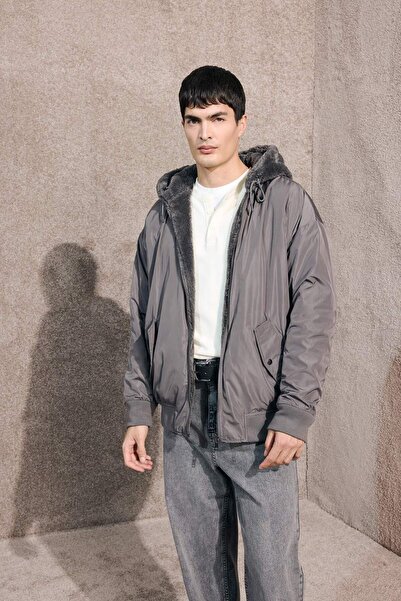 DeFacto Water Repellent O Oversized Fit Wide Fit K Hooded Double-Sided Zippered Pocket Jacket F5721Ax25Wn