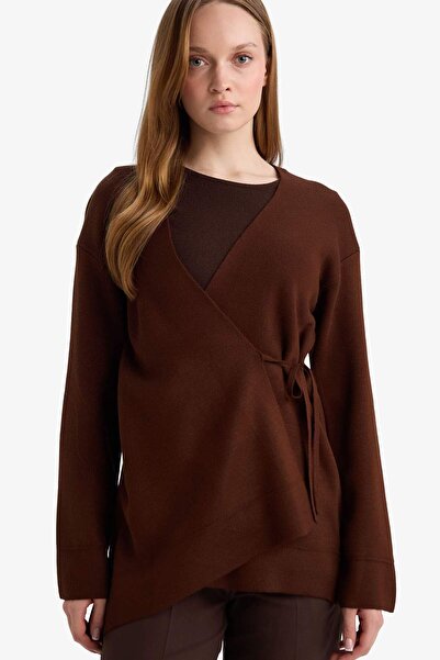 DeFacto Regular Fit V Neck Tie Detail Knitwear Cardigan G3747Ax25Wn