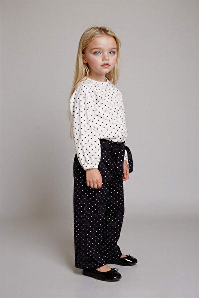 DeFacto Παντελόνι για κοριτσάκι με φαρδύ πόδι με πουά ίσιο πόδι G3655A525AU