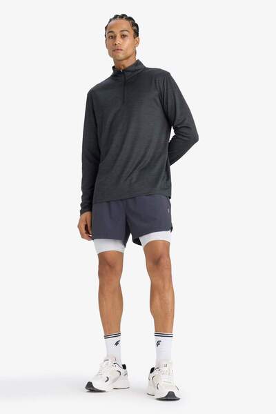 DeFacto Defactofit Slim Fit Tight Fit Sportsman's Short Leg Shorts with Inner Leggings E9365Ax25Au