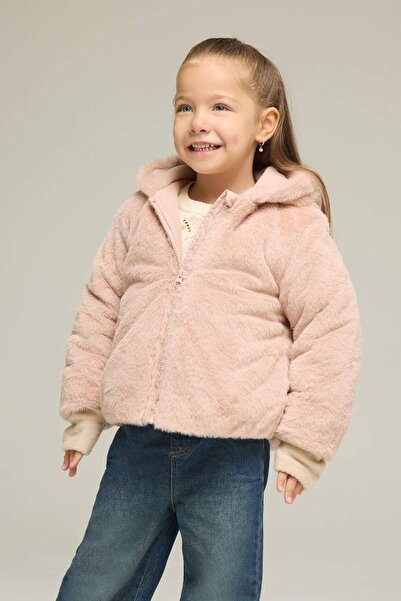 DeFacto Baby Girl Fleece Lined Plush Hooded Coat C5319A524Au