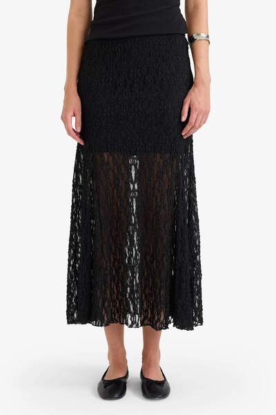 DeFacto A-Line Regular Waist Lined Lace Maxi Skirt F8154Ax25Au