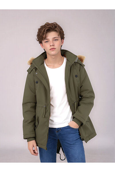 JOGCO İçi Polarlı Çıkabilir Kapüşonlu Rahat Kullanım Kalın Kışlık Çocuk Mont ...