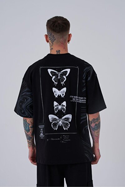 Machinist Ανδρικό μπλουζάκι Νούμερο 5 με τύπωμα oversized Μαύρο