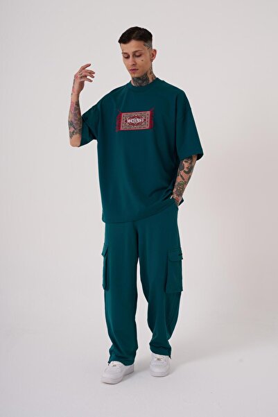 Machinist Ανδρικό μπλουζάκι Carpet Patch με τύπωμα oversized Oil Green