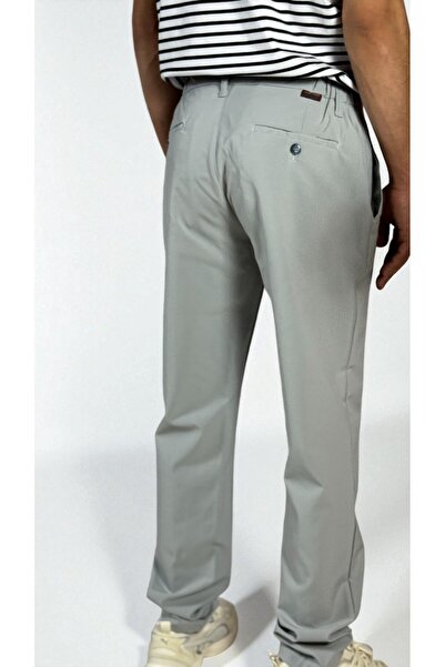 OneDay Men's Stretch Cotton Pants - Gray - Elastic Waist with Drawstring