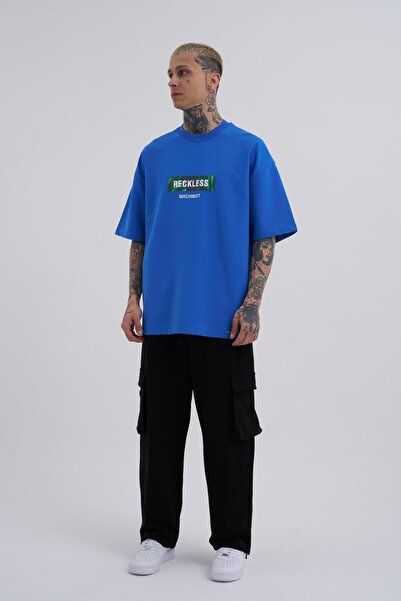 Machinist Чоловіча футболка Reckless Leaves з принтом, великого розміру, світло-блакитного кольору