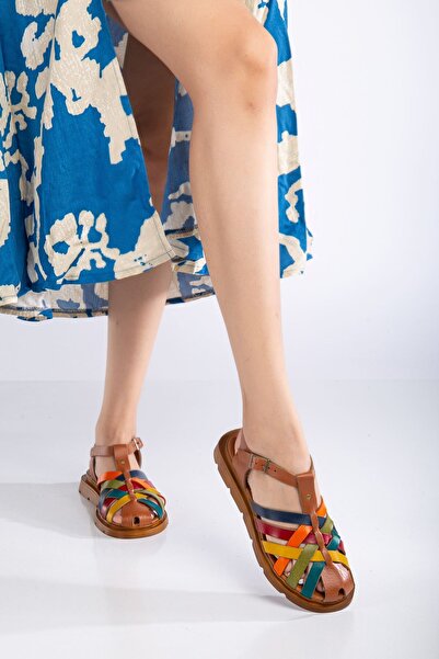 MaskButik Genuine Leather Ayza Sandals - Multi