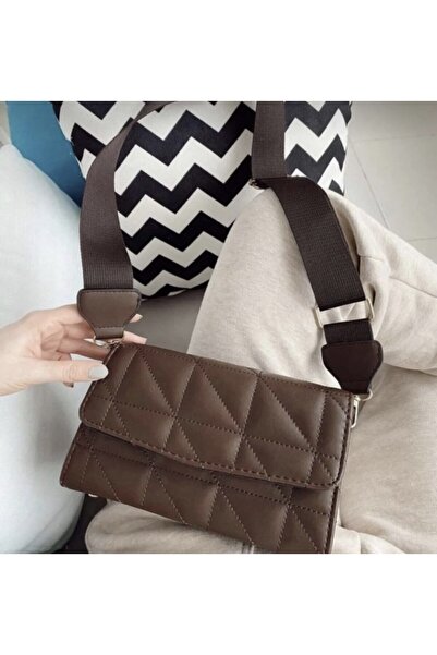 PurpleART Γυναικεία Καπιτονέ τσάντα ώμου με ρυθμιζόμενο λουράκι κολώνας