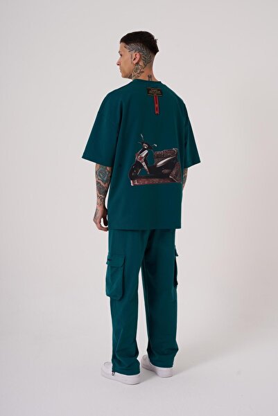 Machinist Ανδρικό μπλουζάκι Carpet Patch με τύπωμα oversized Oil Green