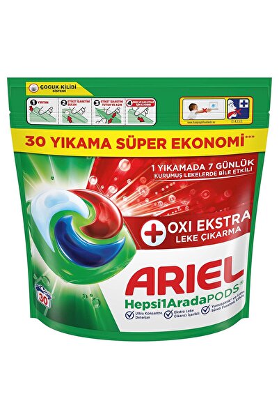 Ariel Hepsi1Arada PODS® Oxi Extra Leke Çıkarma Kapsül Çamaşır Deterjanı Beyazlar ve Renkliler 30 Yıkama